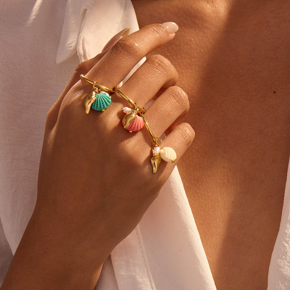 Ocean Bohemian Design Ring Index Finger Ring Niche Shell Stainless Steel Ring