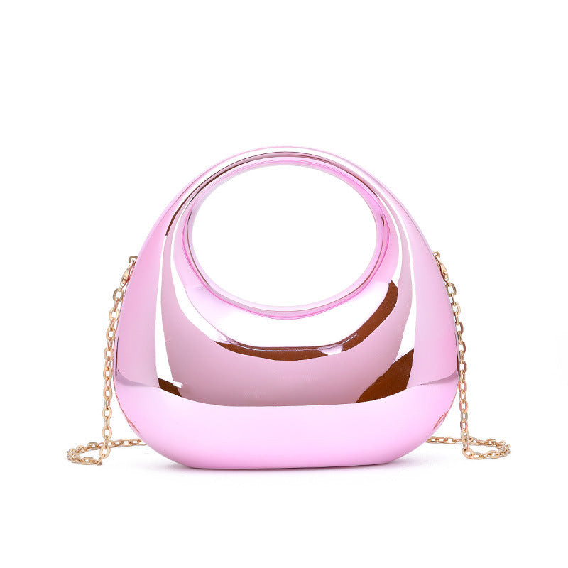 Colorful Crescent Moon Acrylic Handbag Socialite Handbag Makeup Dinner Women Bag