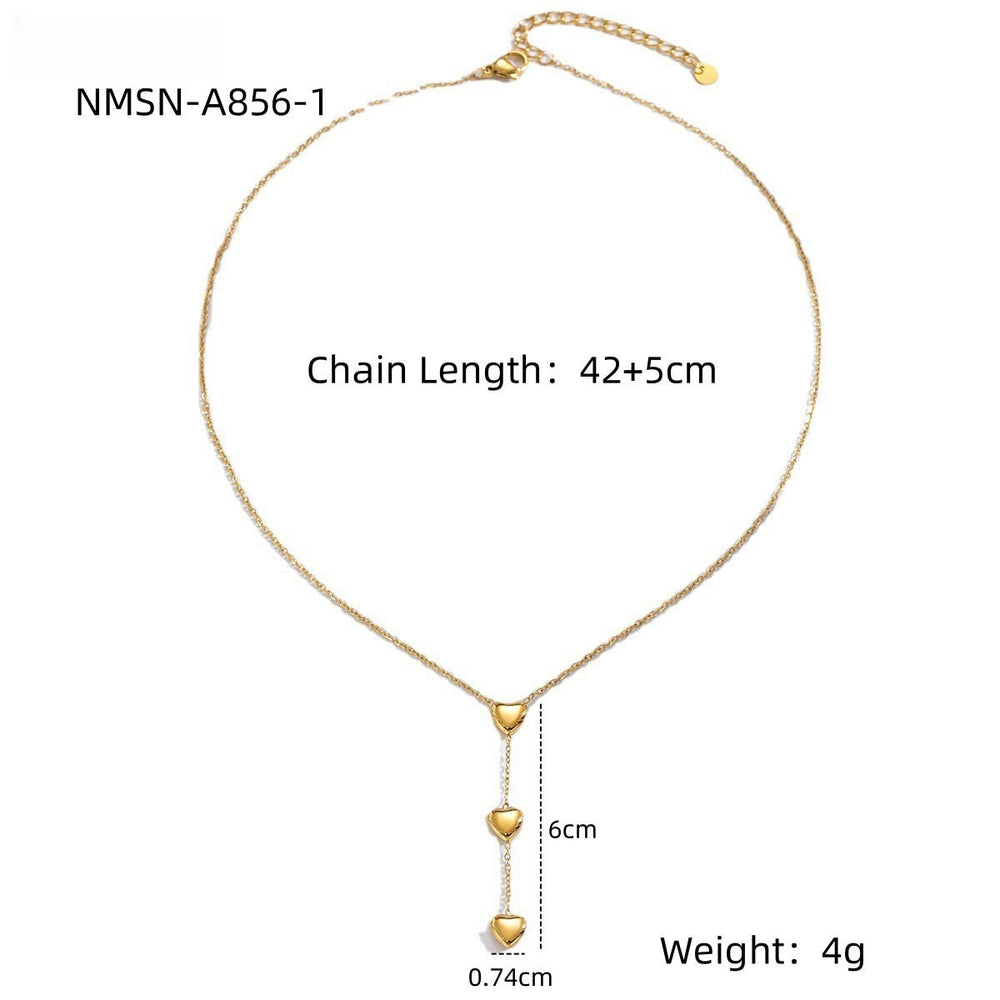 Valentine Day Love Stainless Steel Necklace Light Luxury High Grade Titanium Steel Peach Heart Clavicle Chain Sold Jewelry
