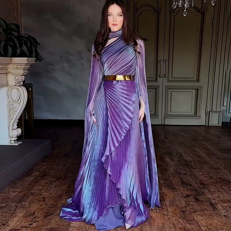 Summer Long Shawl Split Graceful Formal Dress Belt Dress