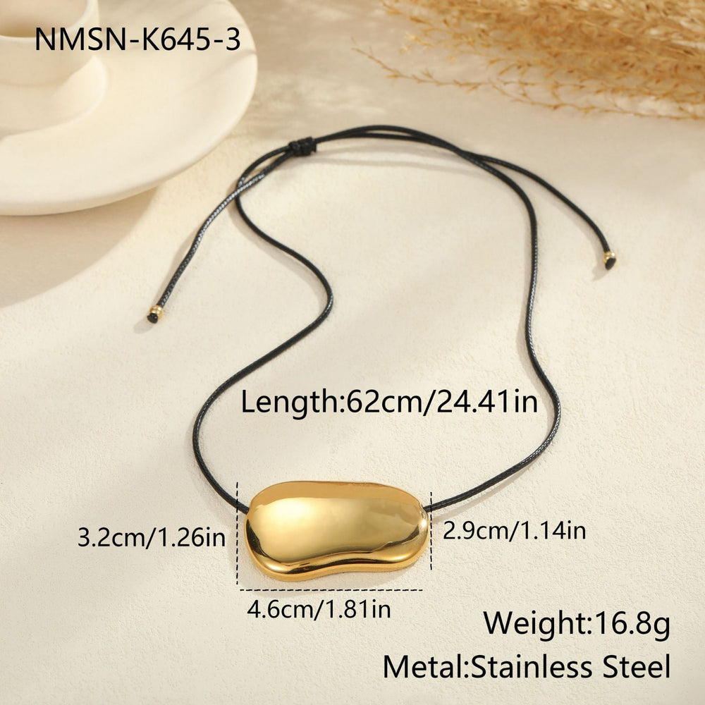 Black Rope Titanium Steel Necklace Irregular Asymmetric Pendants Minimalist Collar High Sense Niche Necklace