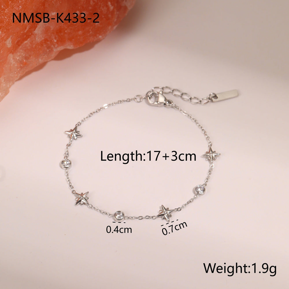 Titanium Steel Bracelet 18K Gold Plating Zircon Star Embellished Exquisite Light Luxury Hand Jewelry