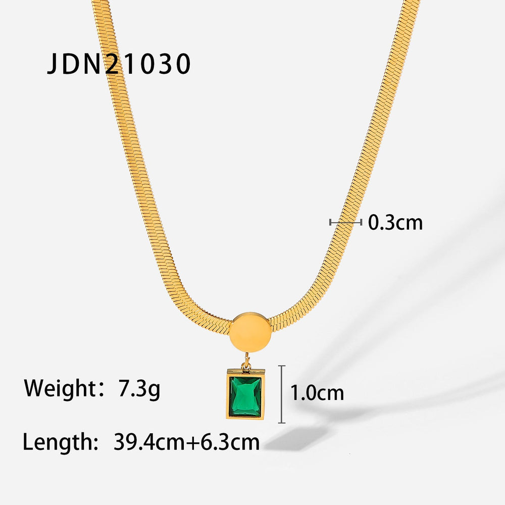 Wind Net Red Jewelry 18K Gold Stainless Steel Inlaid Green Zircon Ring Women Ring