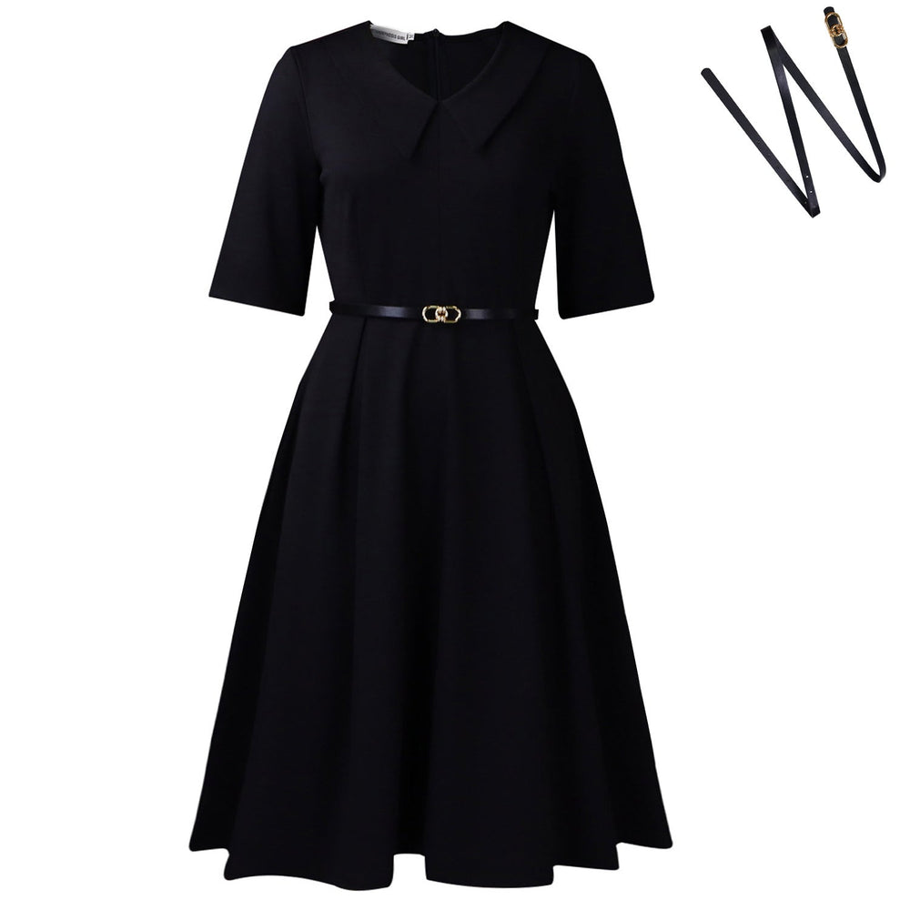 Women Clothing Autumn Elegant Solid Color Polo Collar Africa Dress