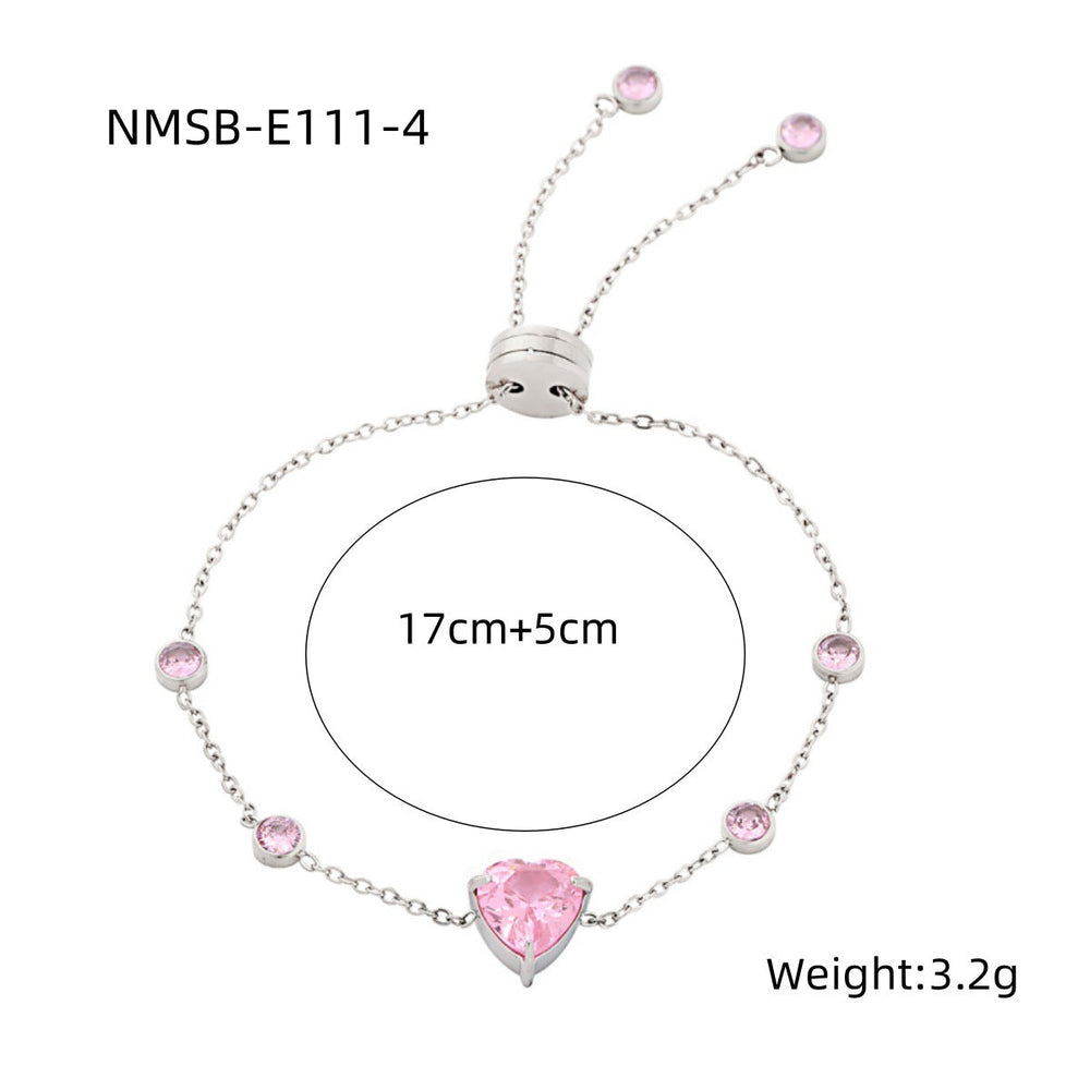 Arrival Starry Sky Heart Shape with Diamond Titanium Steel Bracelet Women Special Interest Light Luxury Colorful Crystals Stainless Steel Bracelet