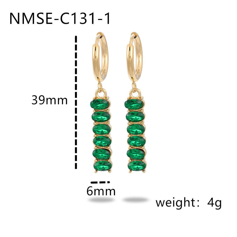 Niche High Grade Stainless Steel Earrings Zircon Tassel Temperamental Personality 18K Gold Titanium Steel Earrings