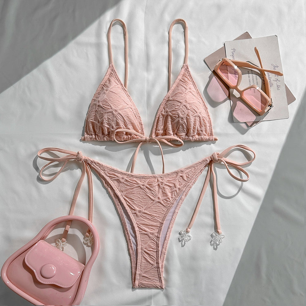 Sexy Halter Lace up Swimsuit Women Two Piece Bikini Bikini Swimsuit