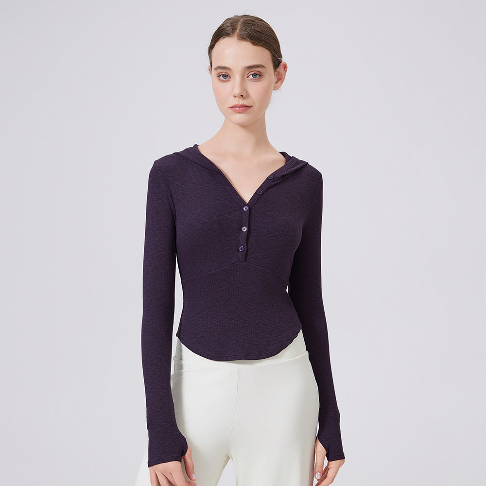 Bamboo Thread Hoodie Slimming Tops Outerwear Workout Clothes Running Yoga Slimming Long Sleeves Henry Sports