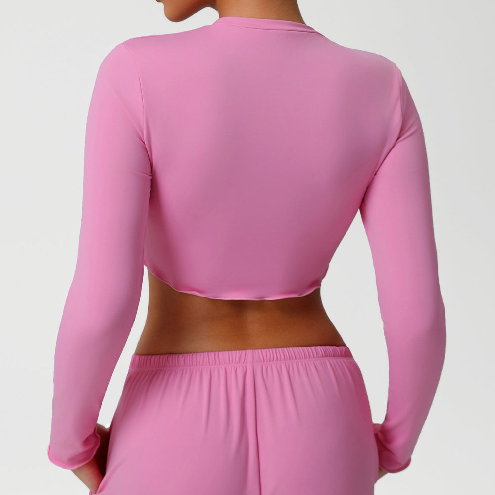 Yoga Clothing Top Skin Friendly Nude Feel Breathable Workout Clothes Short T shirt Slim Slimming Sports Long Sleeve