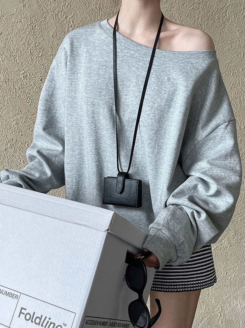 Loose off Shoulder Sweater Women Spring Loose Lazy off Shoulder off Shoulder Top