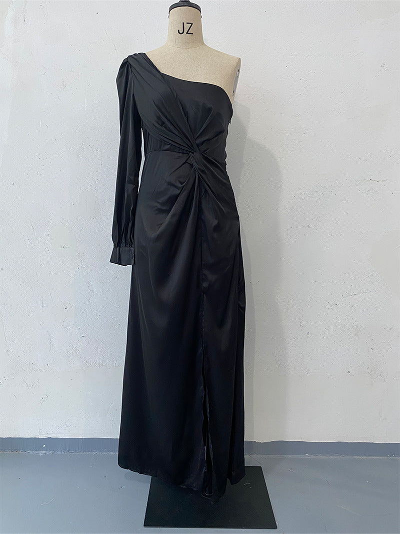 Spring Evening Dress Socialite Cinched Waist Slim Fit Maxi Dress Women