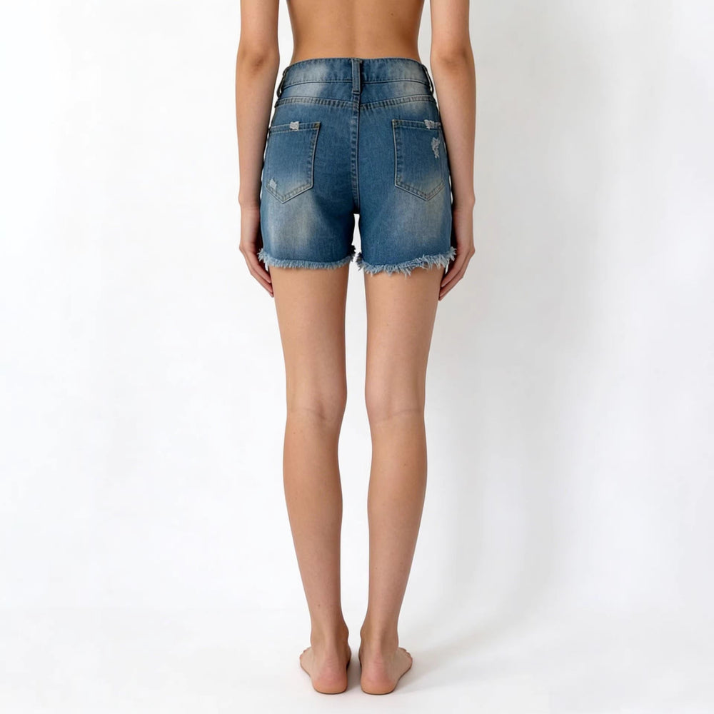 Hole Flow Baggy Denim Shorts Women Multi Color Optional
