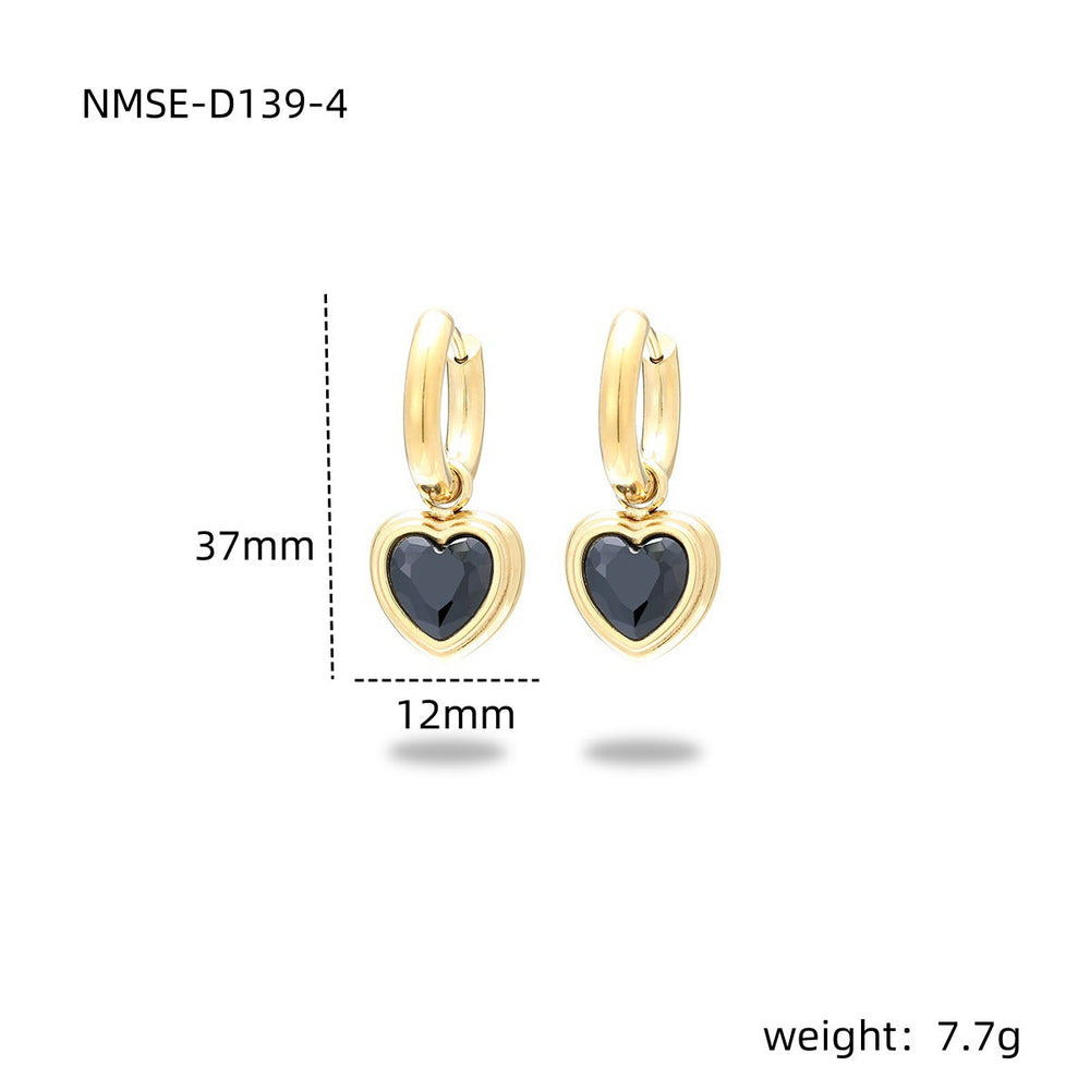 Love Titanium Steel Earrings Women Affordable Luxury Inlaid Color Diamond 18K Gold Stainless Steel Eardrop