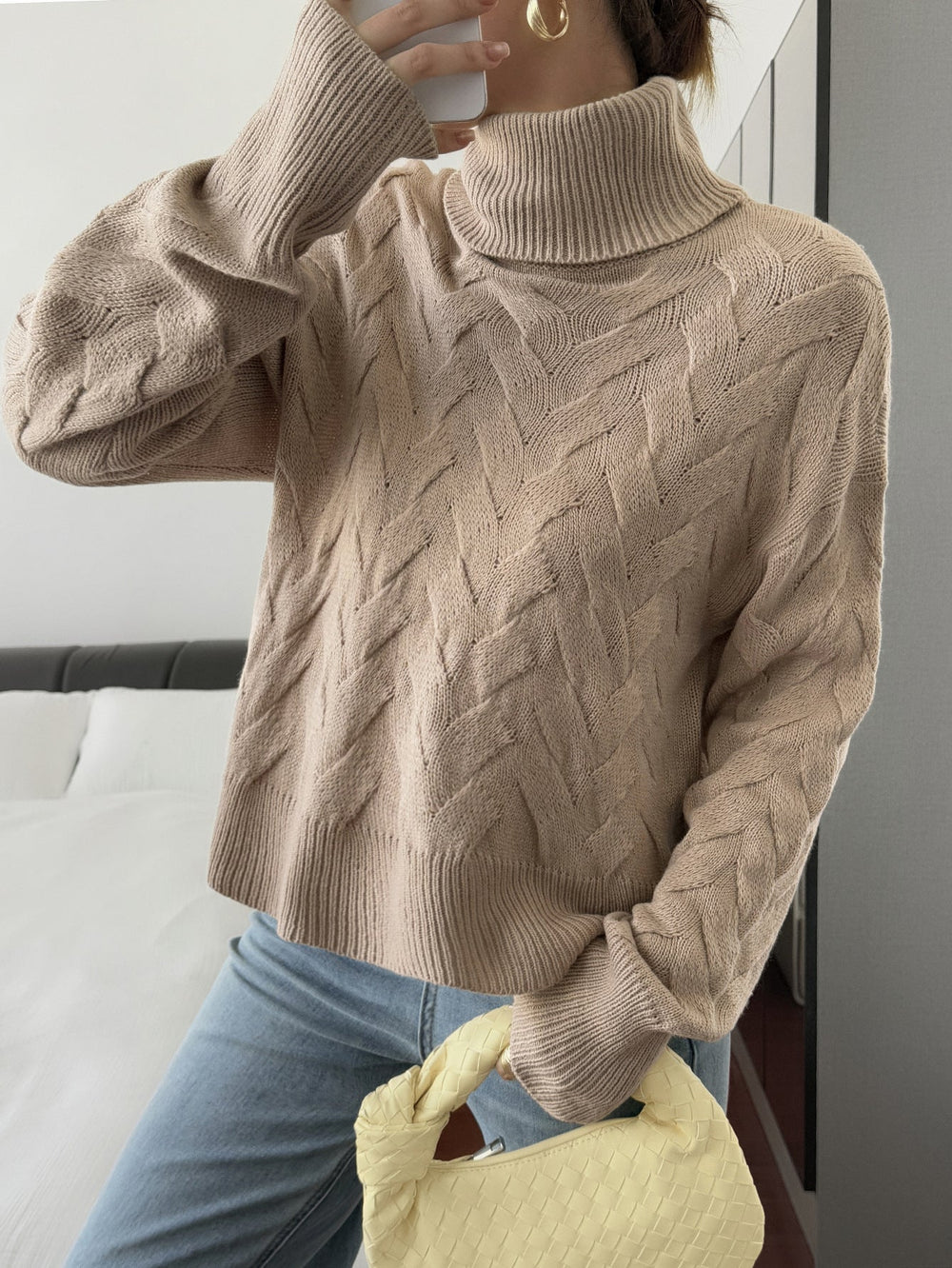 Women Clothing Autumn Winter Casual Solid Color Wool Long Sleeve Sweaters