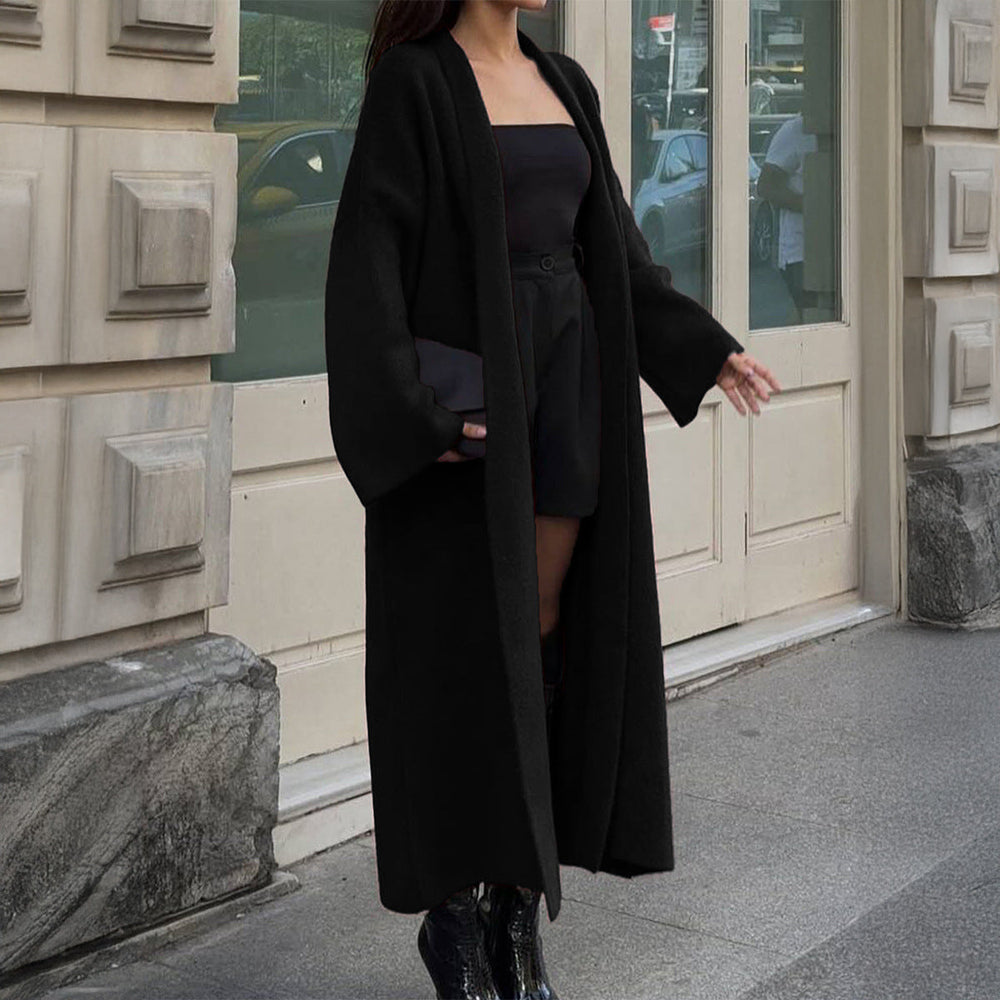 Long Sleeve Wool Overcoat Trench Coat Sweaters Women Clothing Autumn Winter