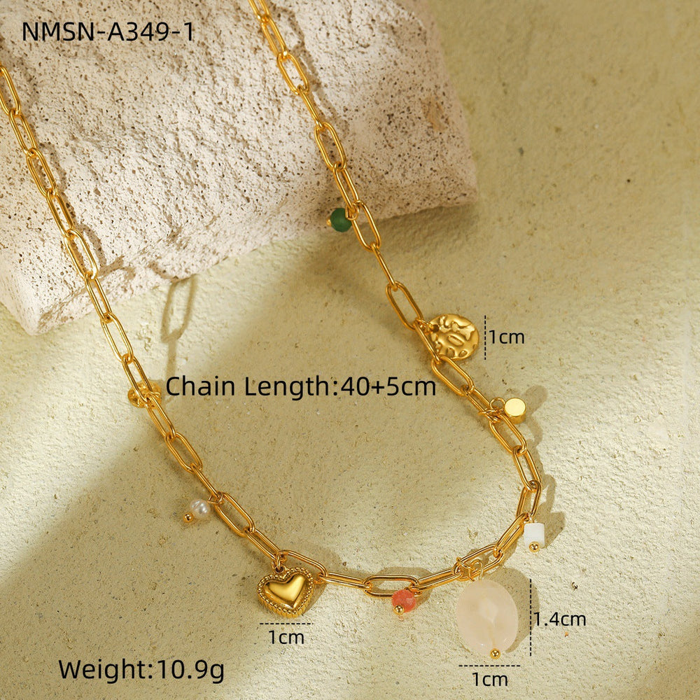 Valentine Day Love Stainless Steel Necklace Light Luxury High Grade Titanium Steel Peach Heart Clavicle Chain Sold Jewelry