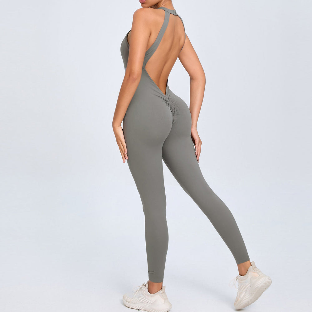 Back Buckle Yoga Jumpsuit Women Peach Hip Backless Sports Quick Drying One Piece Fitness Jumpsuit