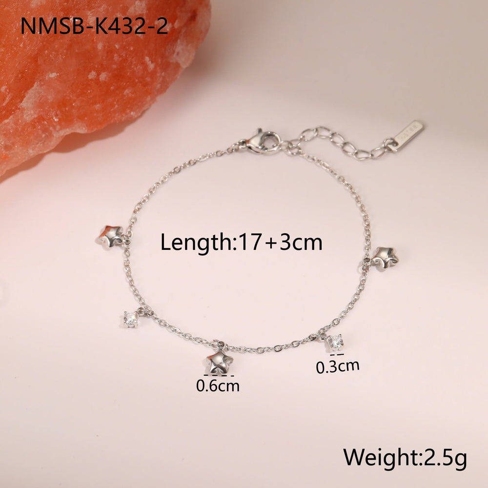 Titanium Steel Bracelet 18K Gold Plating Zircon Star Embellished Exquisite Light Luxury Hand Jewelry