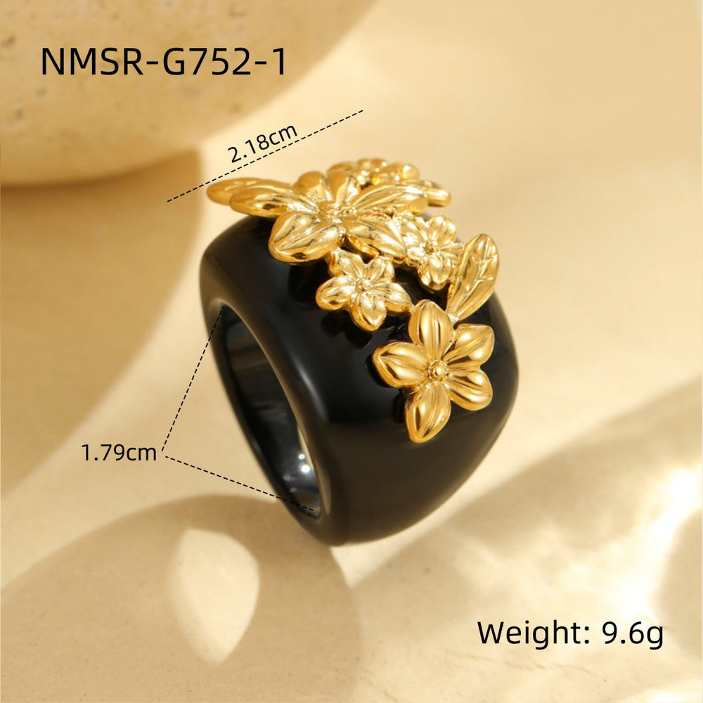 Ring Floral Design Ring Floral Brocade Bunch Light Luxury High End All Match Jewelry Popular Women