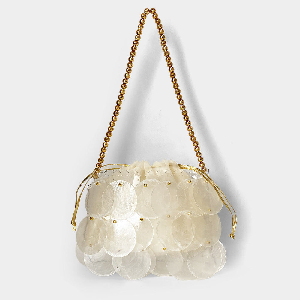 Color Handmade Woven Shell Bag Color Women Handbag Beaded Chain Fish Scale Bag