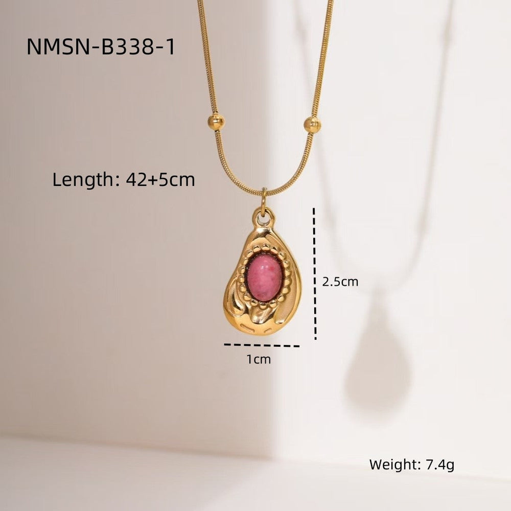 Arrival Rhodochrosite 18K Gold Titanium Steel Necklace for Women Affordable Luxury All Match High Sense Stainless Steel Embellished Accessories