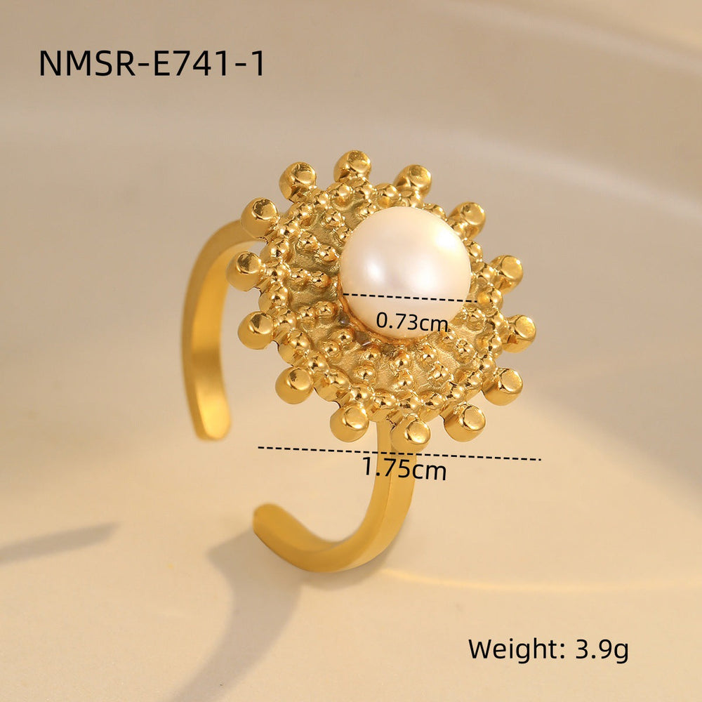 Stainless Steel Ring Exaggerated Irregular Asymmetric Geometric Abstract Plated 18K Gold Titanium Steel Ring Bracelet