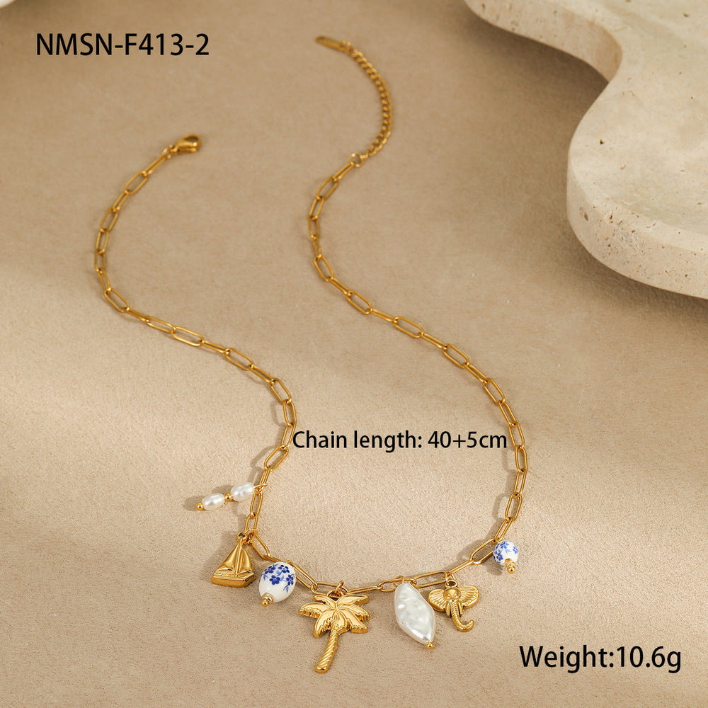 Bracelet Necklace Ornament Ocean Vacation Beach Wind Tassel Starfish Shell Embellished Necklace