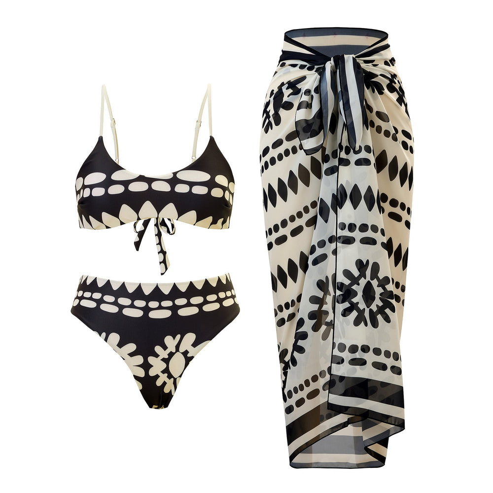 Sexy Split Three Piece Polyester Swimsuit Women Chiffon Dress Swimsuit Outfit