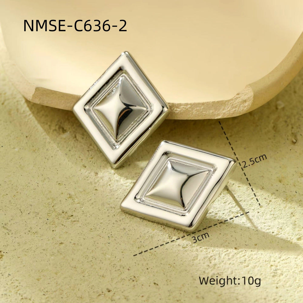 Light Extravagant Love Heart Geometric Abstract Square Titanium Steel Earrings Back Shaped Five Pointed Star High Grade Stainless Steel Earrings