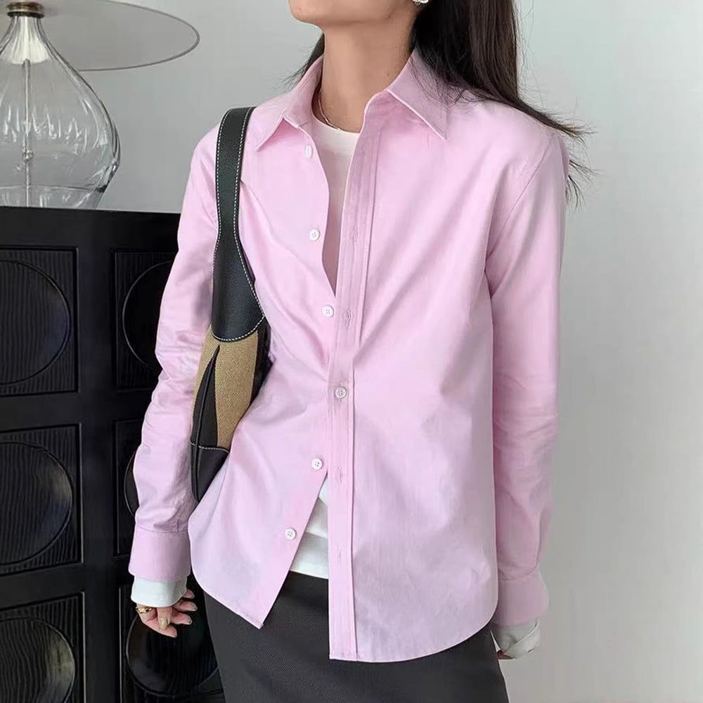 Women Clothing Autumn Advanced All Match Basic Tops Shirt