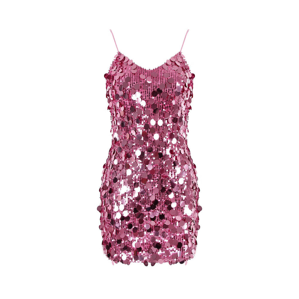 Women Clothing Party Dress Sequin Sling Hip Sexy Nightclub Dress