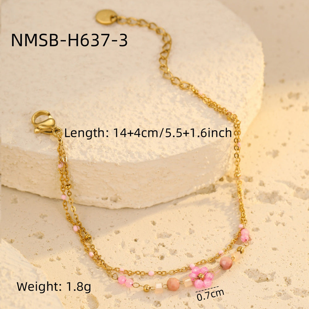 Bracelet Niche Colorful Floral Beaded Bracelet Ladies Ornament Light Luxury Ornament