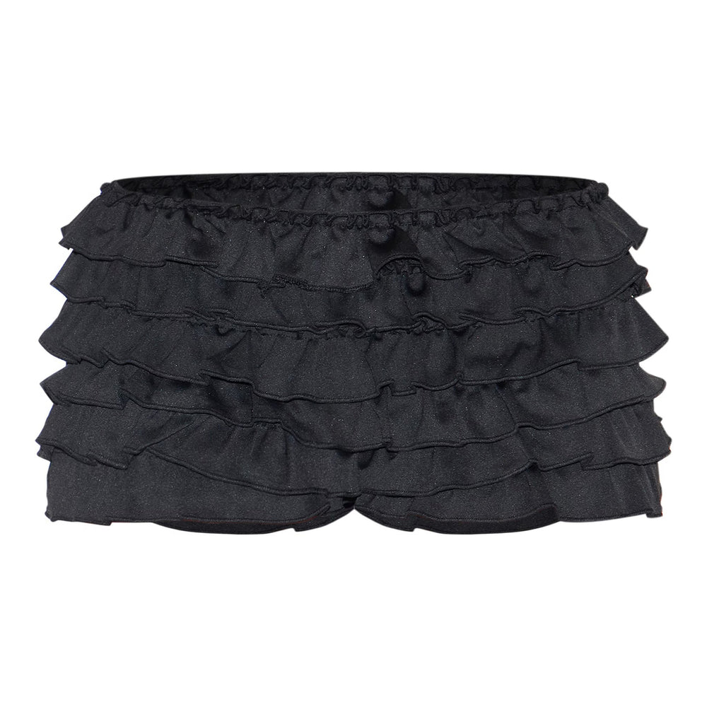 Women Clothing Solid Color Frill Wavy Casual Lantern Dress Short Skirt Culottes