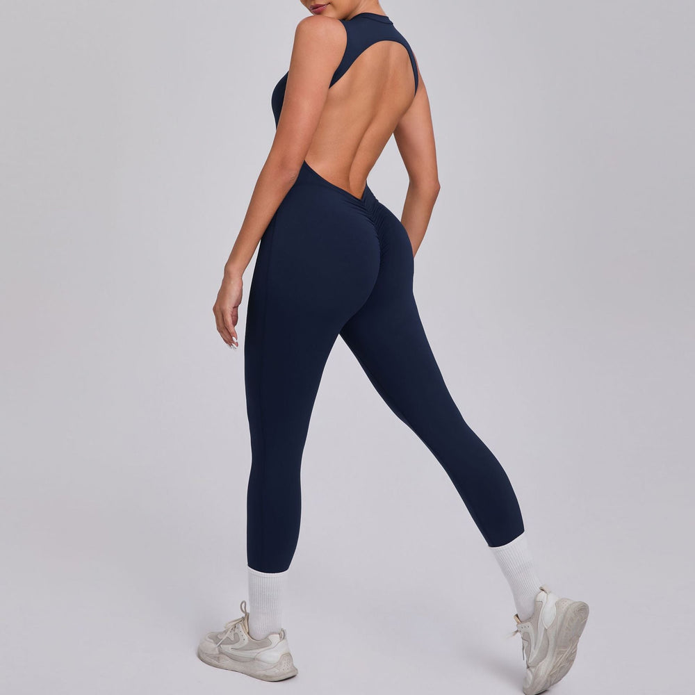 Backless Sleeveless Yoga Jumpsuit Peach Hip Fitness Detachable Chest Pad Sports Jumpsuit