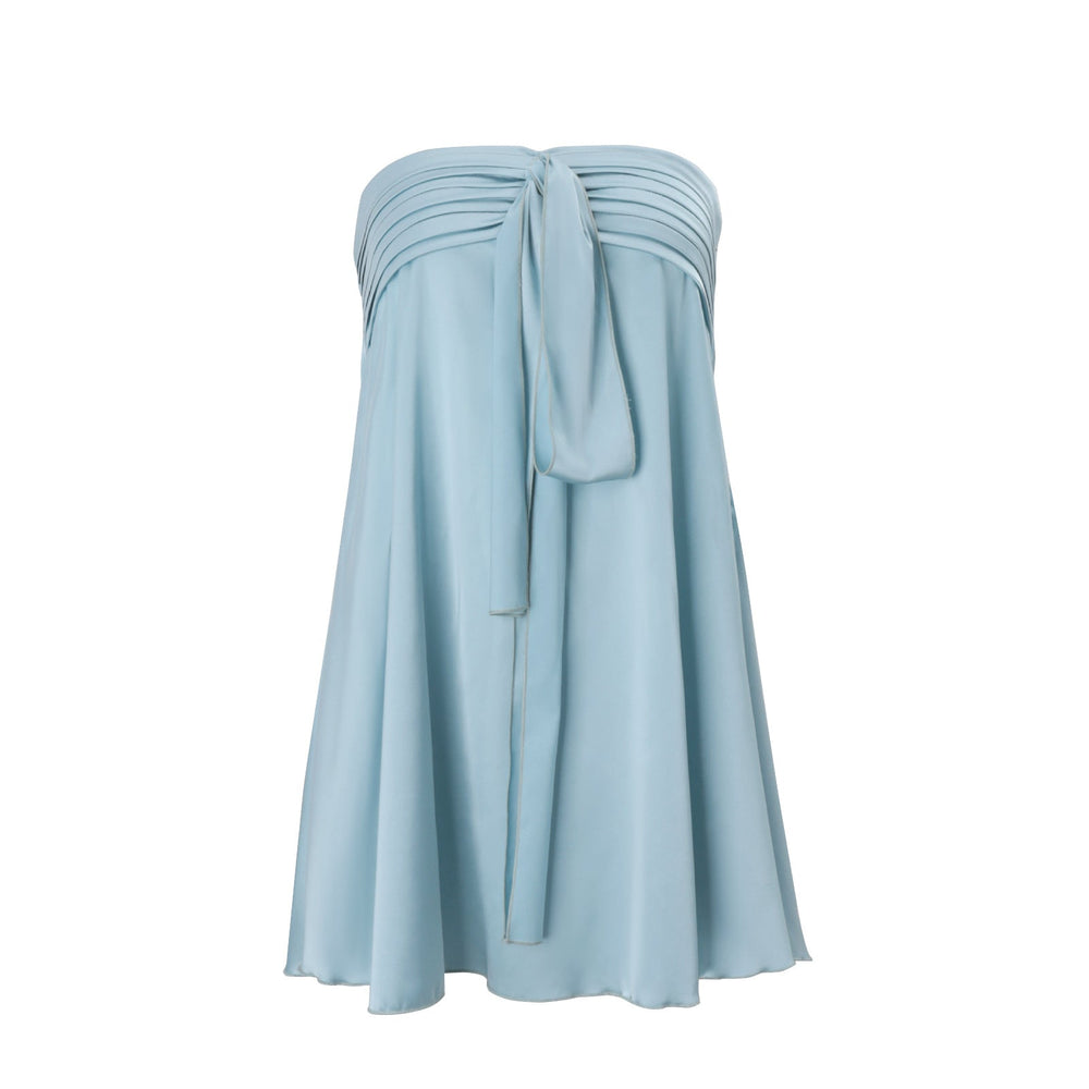 Women Clothing Spring Sexy Street Satin Tube Top Strap Solid Color Sleeveless Dress