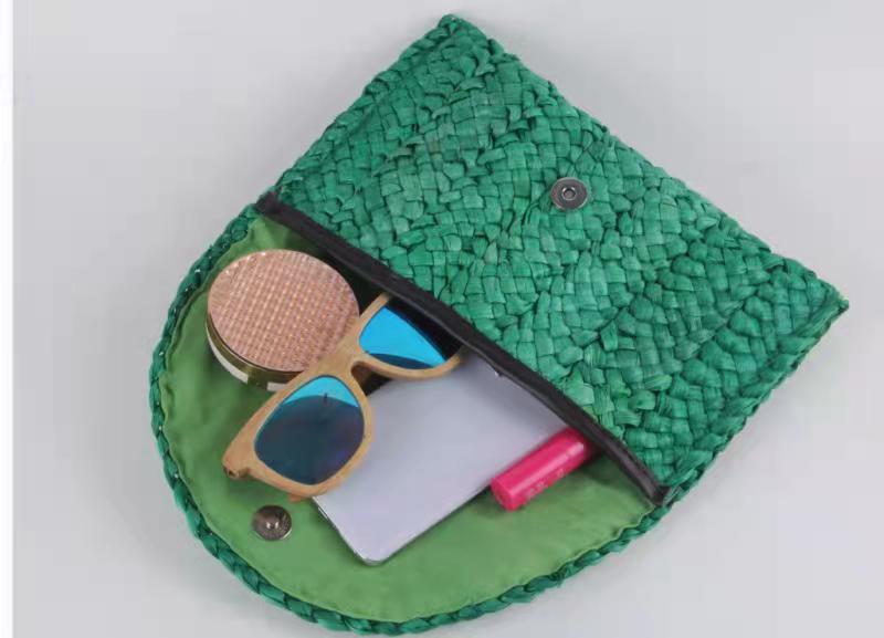 Corn Husk Straw Bag Clutch Women Large Capacity Clutch Hand-Woven Bag Mobile Phone Bag Coin Purse Japanese Korean