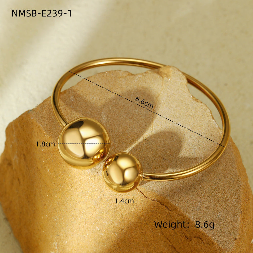 Irregular Asymmetric round Water Drop Titanium Steel Bracelet All Match Stainless Steel Bracelet Ring Set