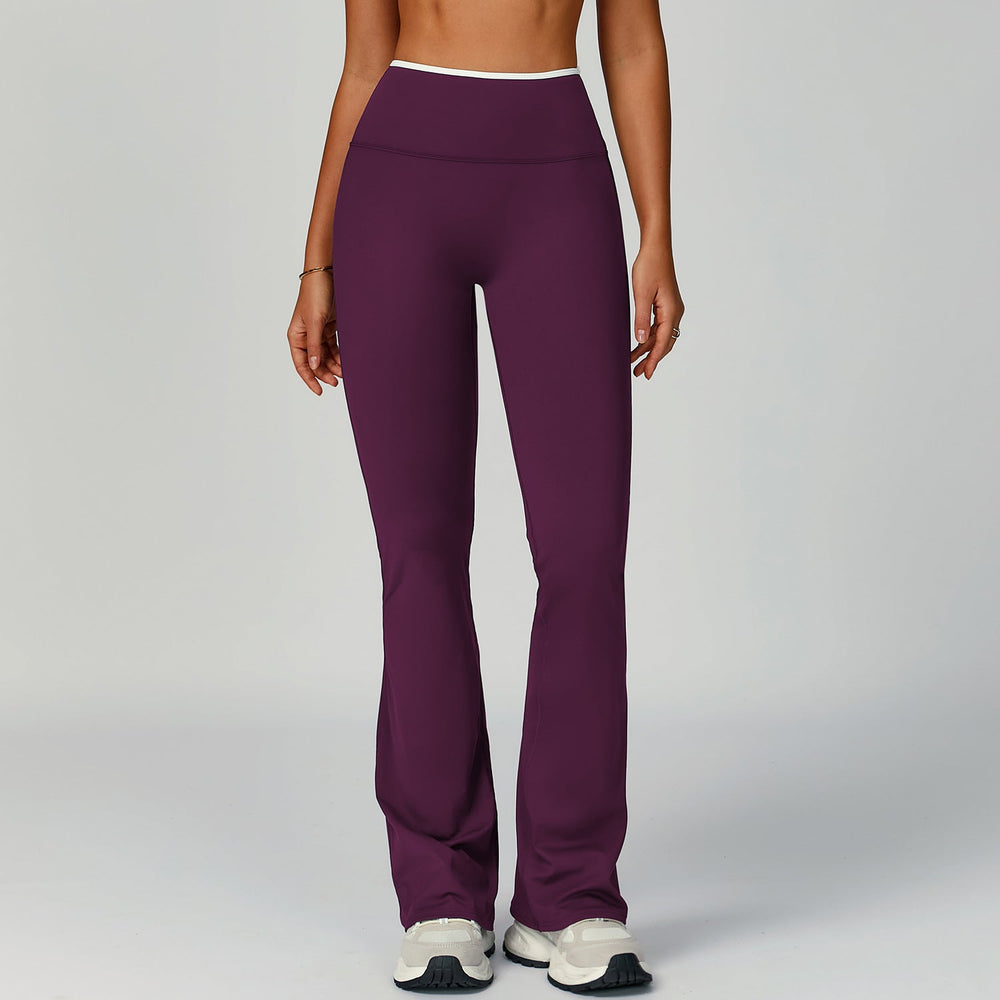 Nude Feel Sports Bell Bottom Pants Contrast Color High Waist Quick-Drying Wide Leg Trousers Sports Running Fitness Bootcut Trousers
