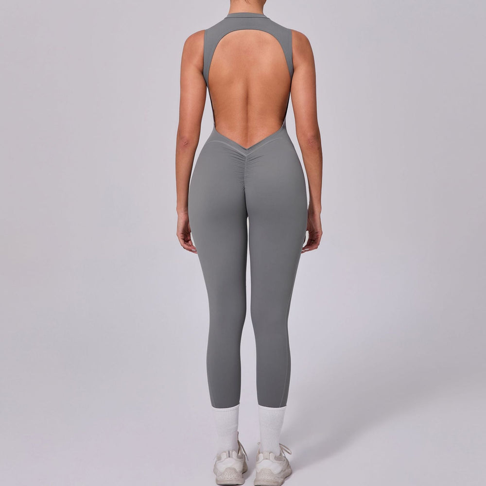 Backless Sleeveless Yoga Jumpsuit Peach Hip Fitness Detachable Chest Pad Sports Jumpsuit