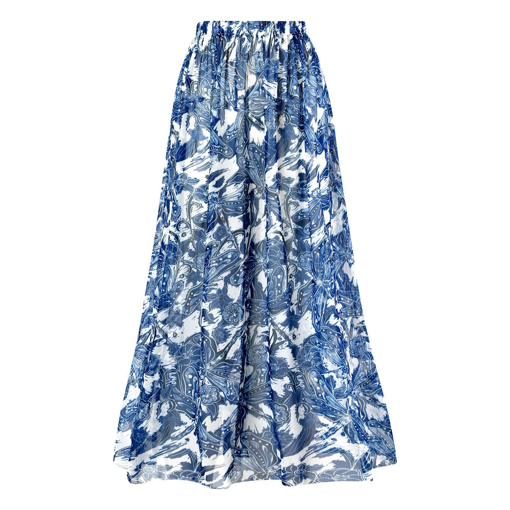 One Piece Swimsuit Women Skinny Slimming Vintage Printed Chiffon Dress With Steel Bracket Hard Bag