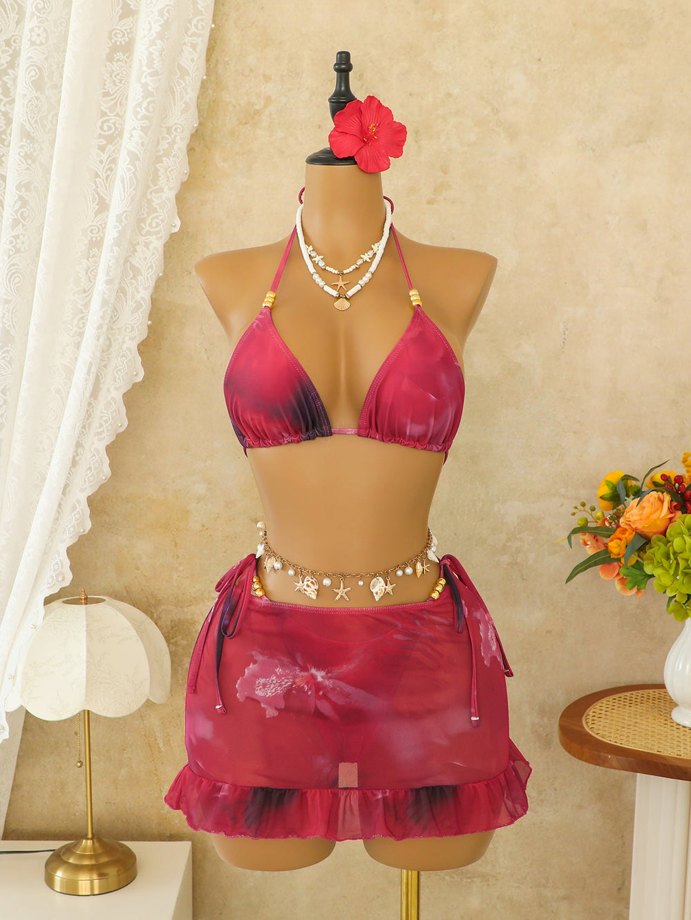 Sexy Swimsuit Women Split Bikin Bohemian Bikini Three Piece Set Swimwear Swimsuit