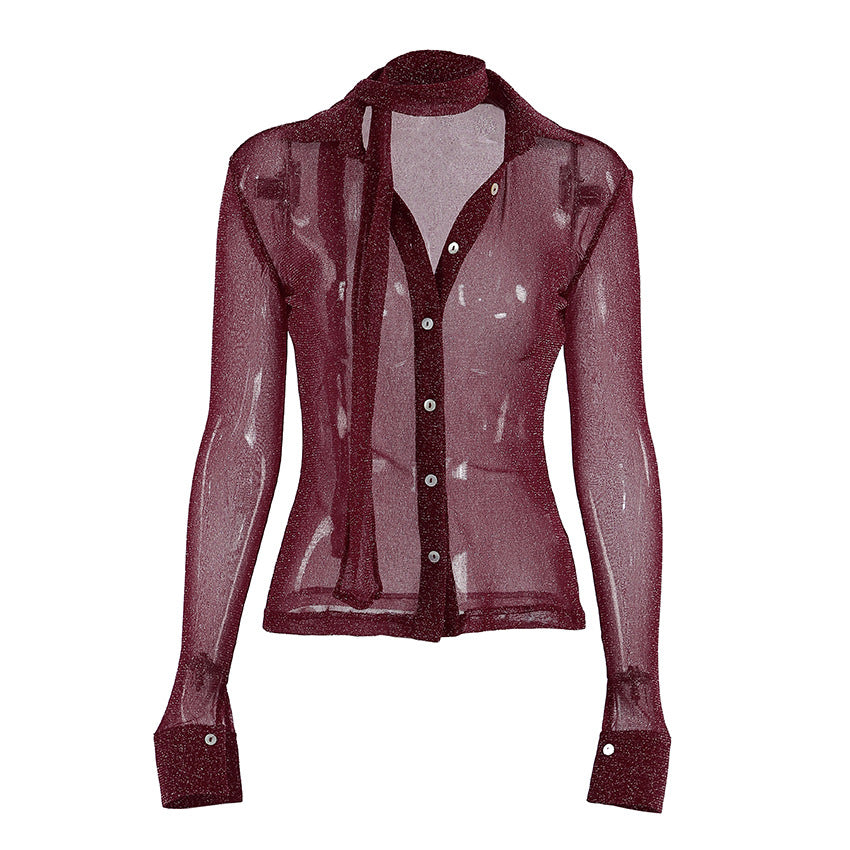 Spring Arrival Reflective Beautiful Shoulder Small Top Women Decoration Long Sleeve Shirt Cardigan