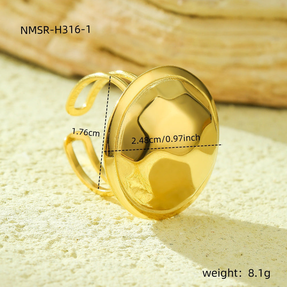 Stainless Steel Ring Exaggerated Irregular Asymmetric Geometric Abstract Plated 18K Gold Titanium Steel Ring Bracelet