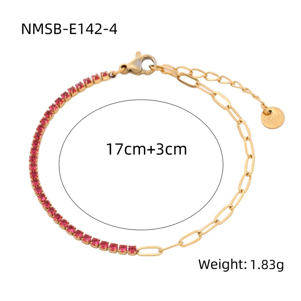 Arrival Rainbow Color Fine Diamond Titanium Steel Bracelets Women Exquisite Small Qiaoyi Row Full Diamond Stainless Steel Jewelry