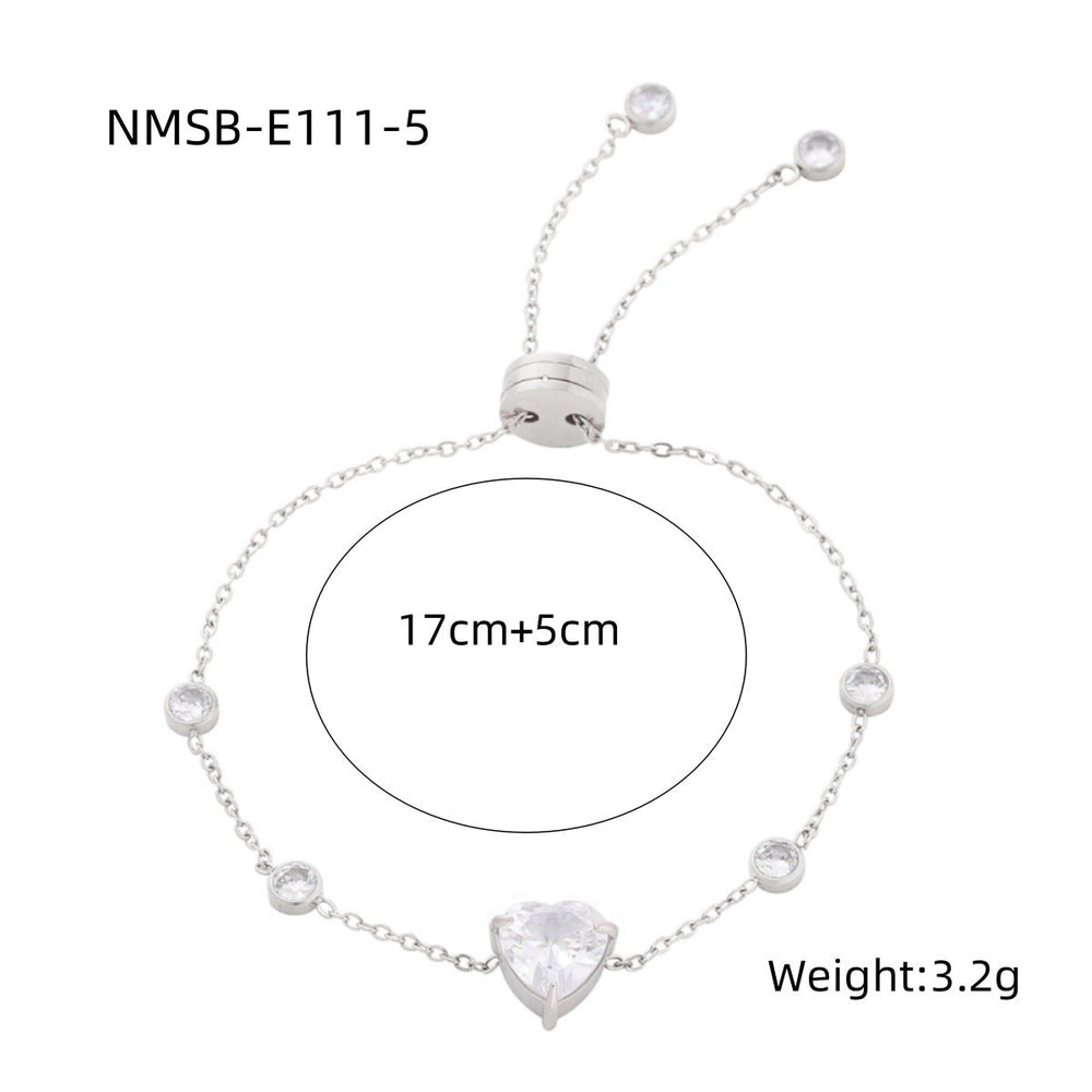Arrival Starry Sky Heart Shape with Diamond Titanium Steel Bracelet Women Special Interest Light Luxury Colorful Crystals Stainless Steel Bracelet
