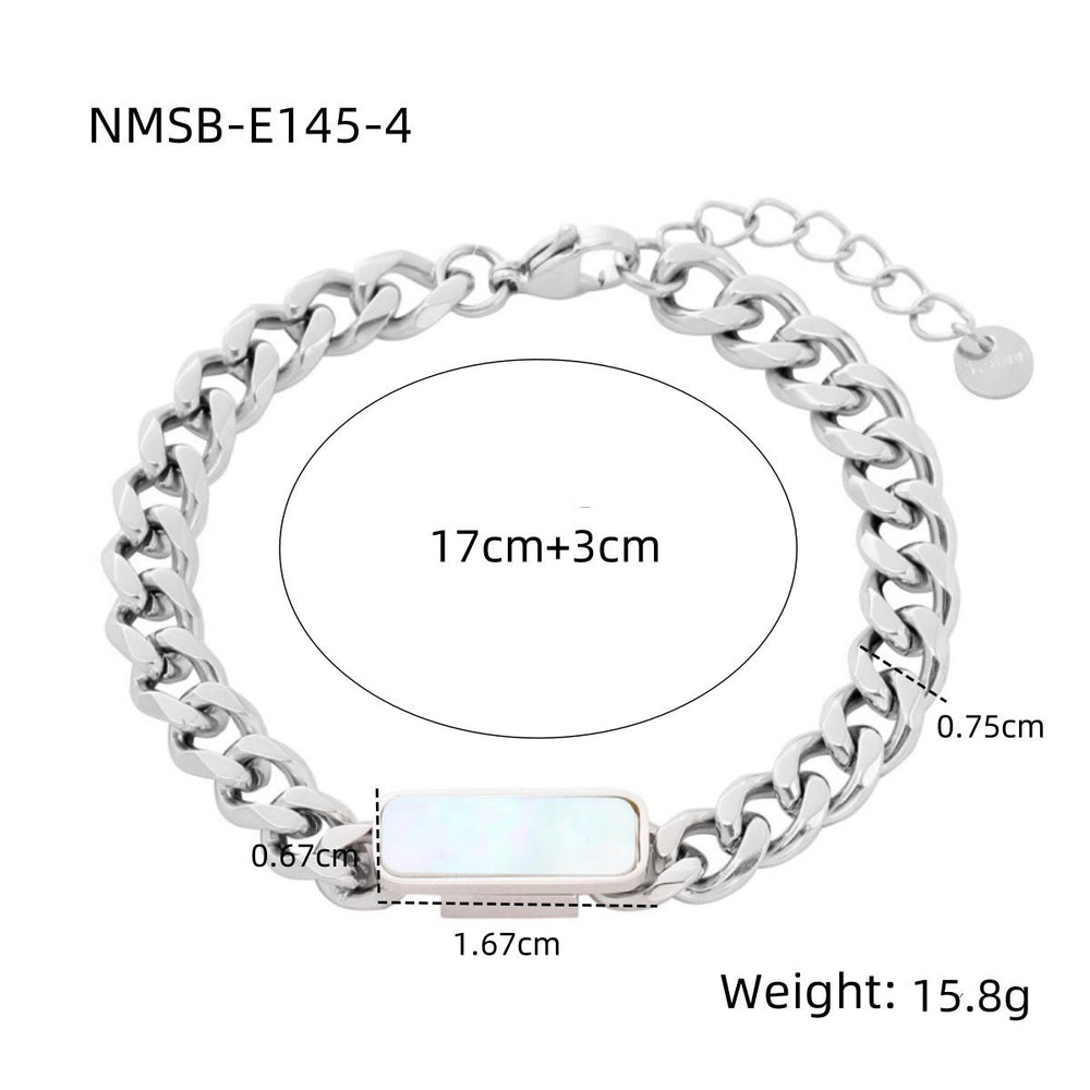 Arrival Light Luxury High Grade Square Black White Fritillary Titanium Steel Bracelet 18K Metal Good Texture Personality Design