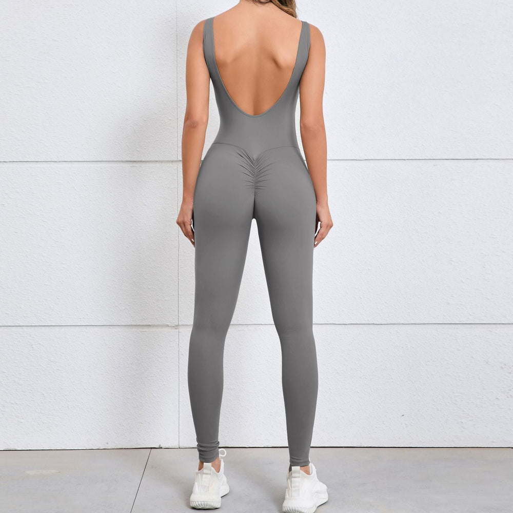 Hollow Out Cutout Beauty Back Peach Hip Tight Yoga Jumpsuit Naked Women Sense Quick Drying Sports One Piece Workout Clothes