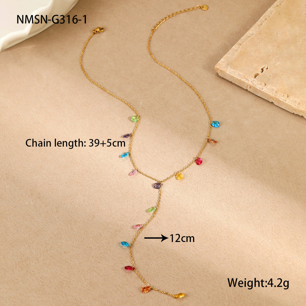 Tassel Y Chain Stainless Steel Necklace 18K Gold Plating Titanium Steel Necklace