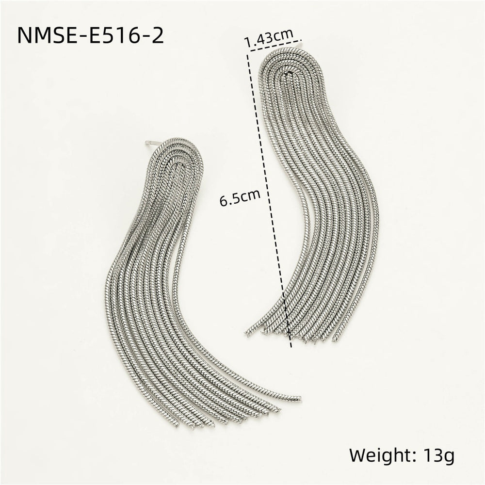 Plating Long Stainless Steel Tassel Earrings All Match Non Fading Earrings Eardrops