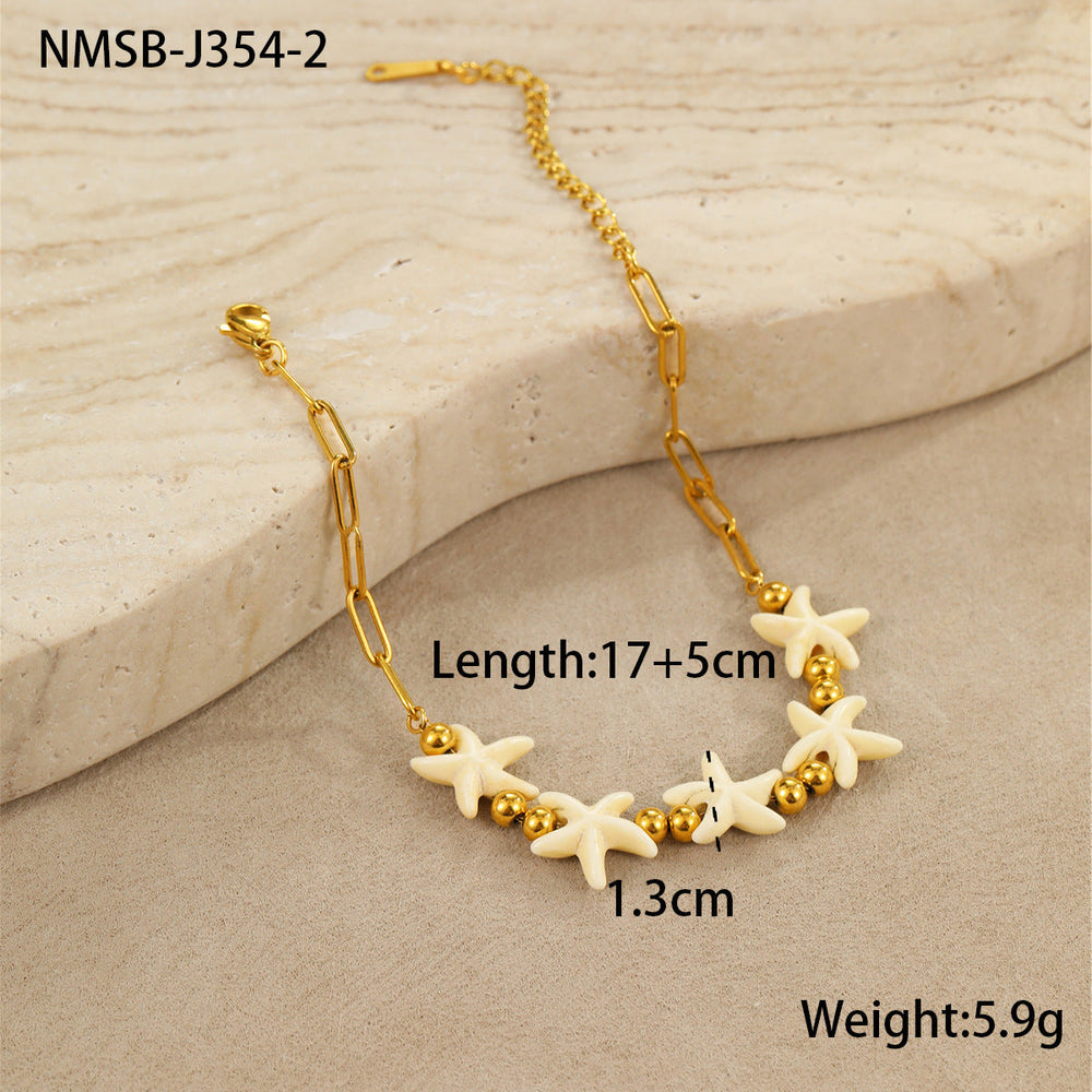 Beach Ocean Shell Necklace Stainless Steel Collarbone Necklace Bracelet Niche Summer